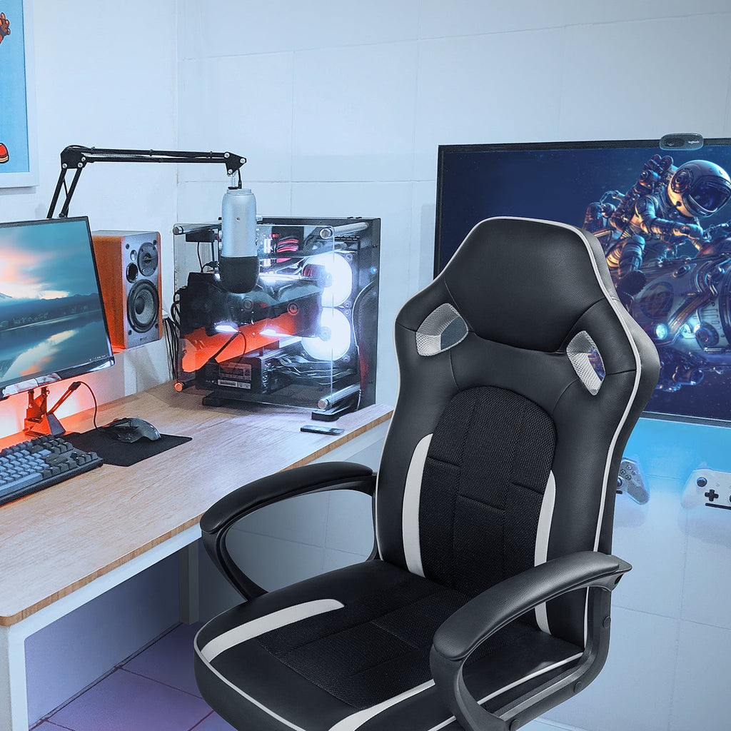High-Back PU Leather Ergonomic Computer Chair with Lumbar Support C9748