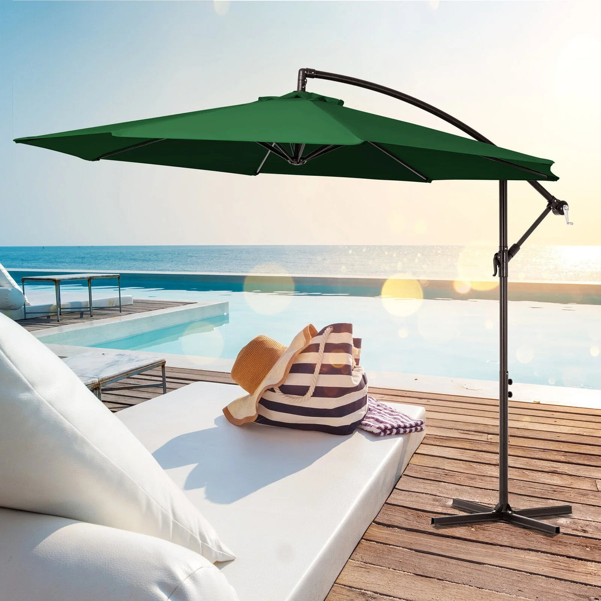 10ft Offset Hanging Cantilever Patio Umbrella Navy Blue A102