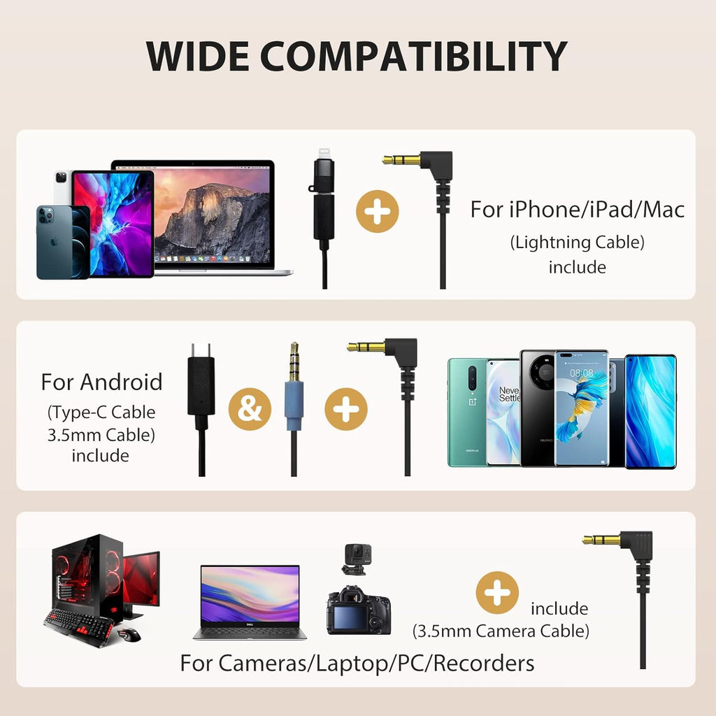 Wireless Lavalier Microphone with Charging Case, 2.4G Compact Dual-Channel Lapel Mic System X706520