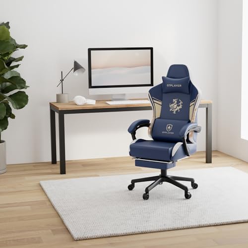 Blue Ergonomic Gaming Chair with Footrest R4799