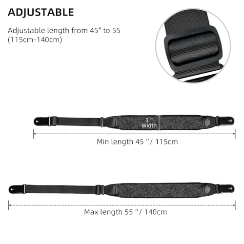 3.5" Wide Padded Adjustable Guitar Strap with Strap Locks E545819