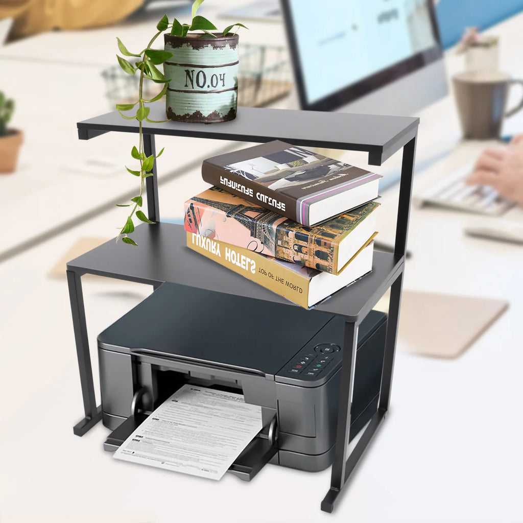 3-Tier Printer Stand Black Desk Shelves Q833336