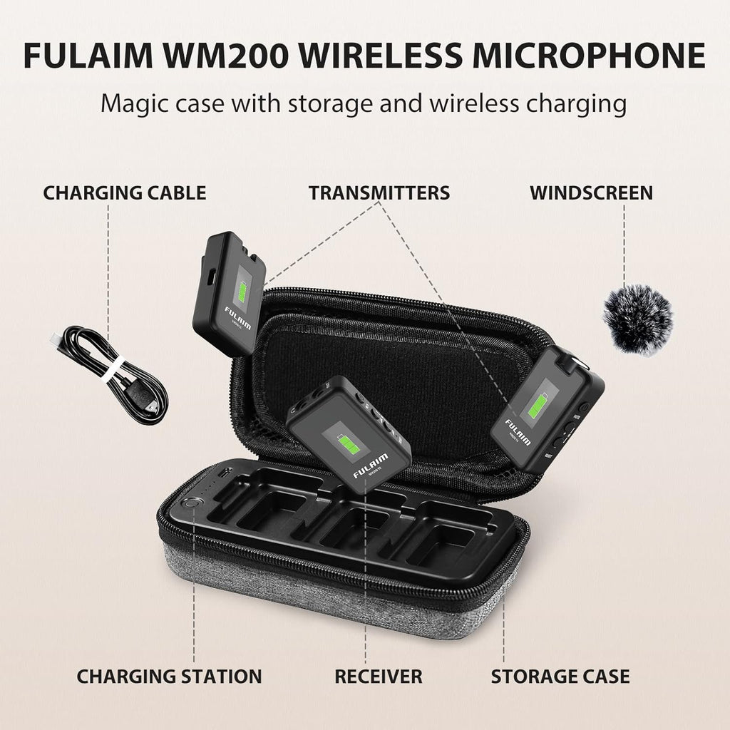 Wireless Lavalier Microphone with Charging Case, 2.4G Compact Dual-Channel Lapel Mic System X706520
