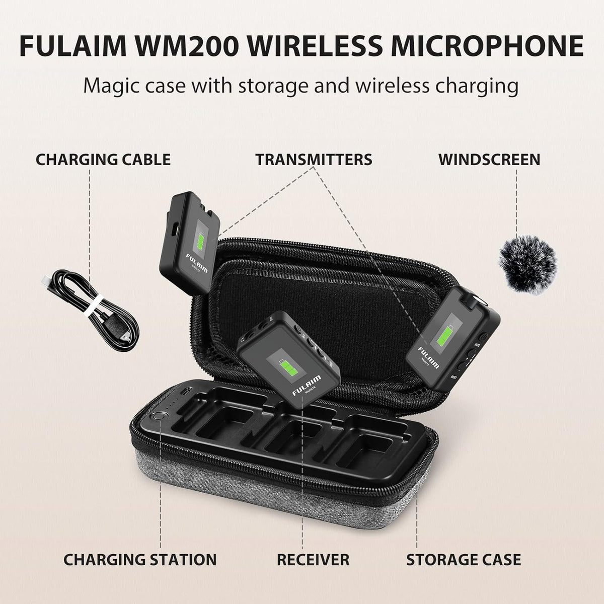 Wireless Lavalier Microphone with Charging Case, 2.4G Compact Dual-Channel Lapel Mic System X706520
