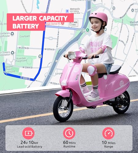 2 Wheel 24V Kids Electric Motorcycle with Music Headlight 3 Speed Pink S338