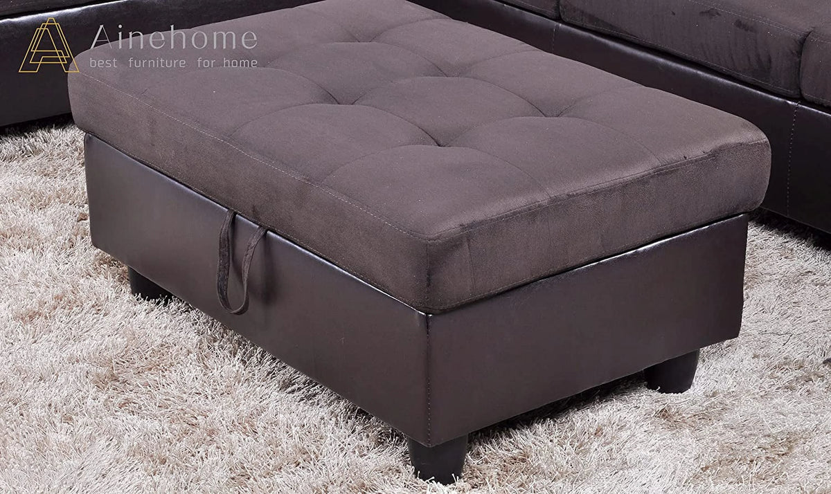 3 PCS L-Shaped Sectional Sofa Set with Storage Ottoman and Pillows Q804478