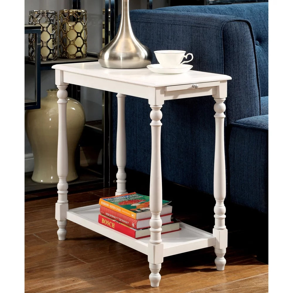 White 25-inch Solid Wood 1-Shelf Side Table X42321