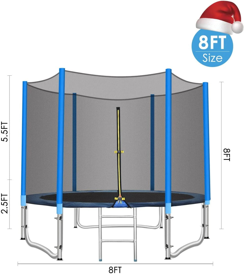 8FT Round Trampoline with Safety Enclosure Net and Ladder P19741