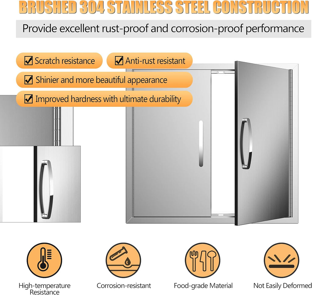 Double Stainless Steel BBQ Access Door V518