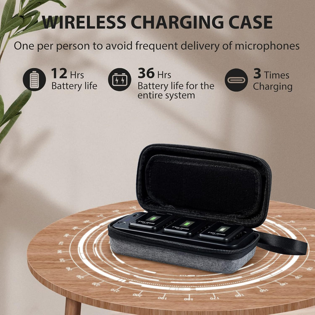 Wireless Lavalier Microphone with Charging Case, 2.4G Compact Dual-Channel Lapel Mic System X706520