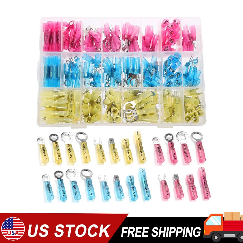 250x Heat Shrink Wire Connectors Crimp Terminals Kit U723774