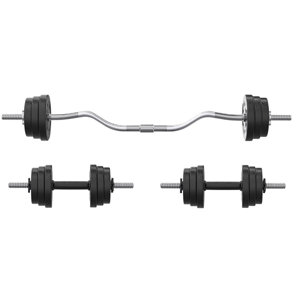 66LB 2 in 1 Olympic Adjustable Weight Set with Curl Bar O5585