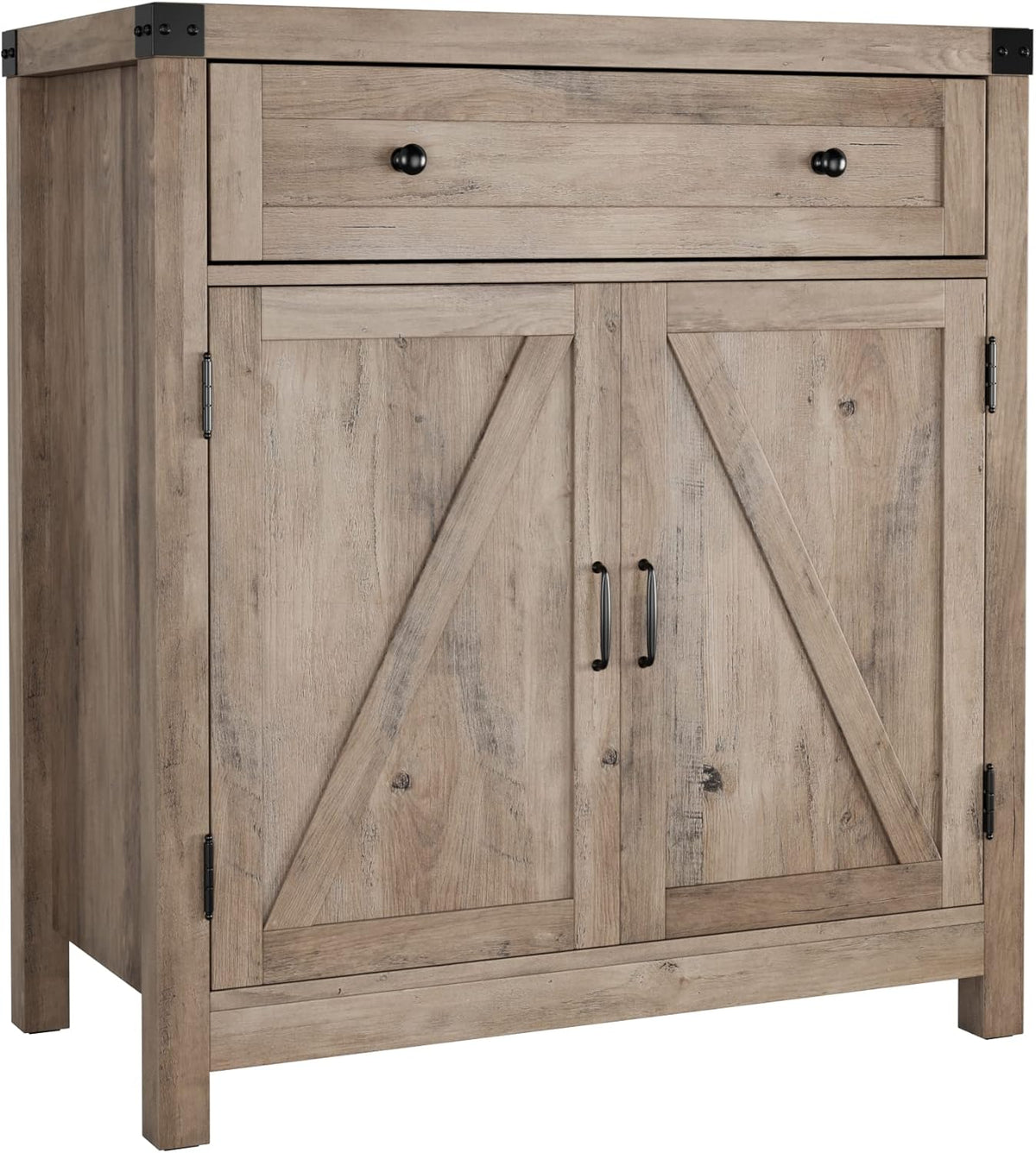 Gray Wood Storage Cabinet with Drawer and Shelf P618043
