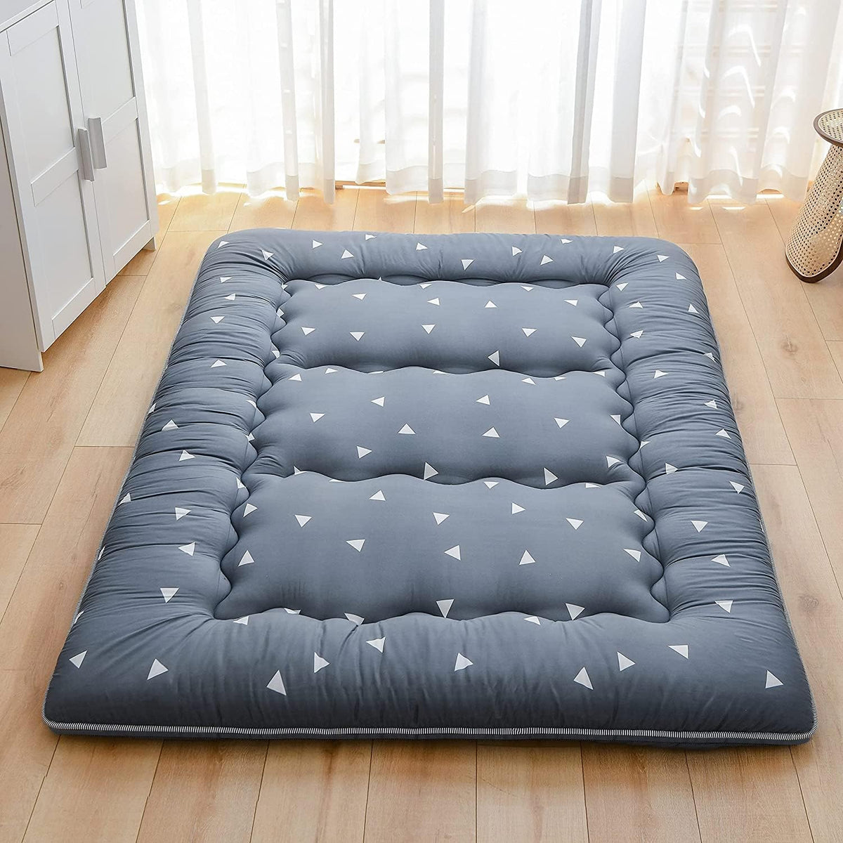 Japanese Floor Mattress Foldable Roll Up with Washable Cover K42377