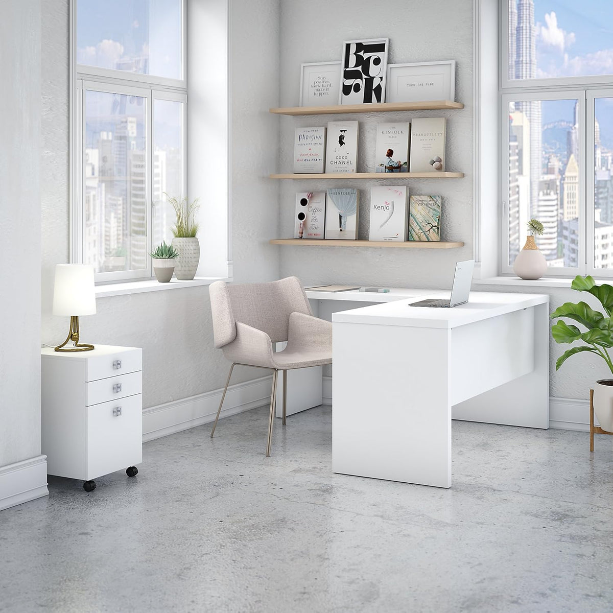 L Shaped Desk with Mobile File Cabinet G53524