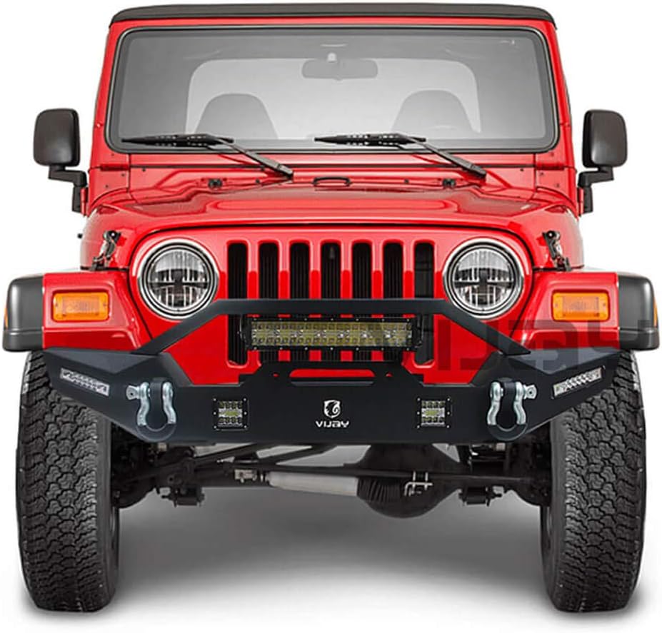 Front and Rear Bumper with Textured Black LED Lights Winch Plate Tire Carrier C264187