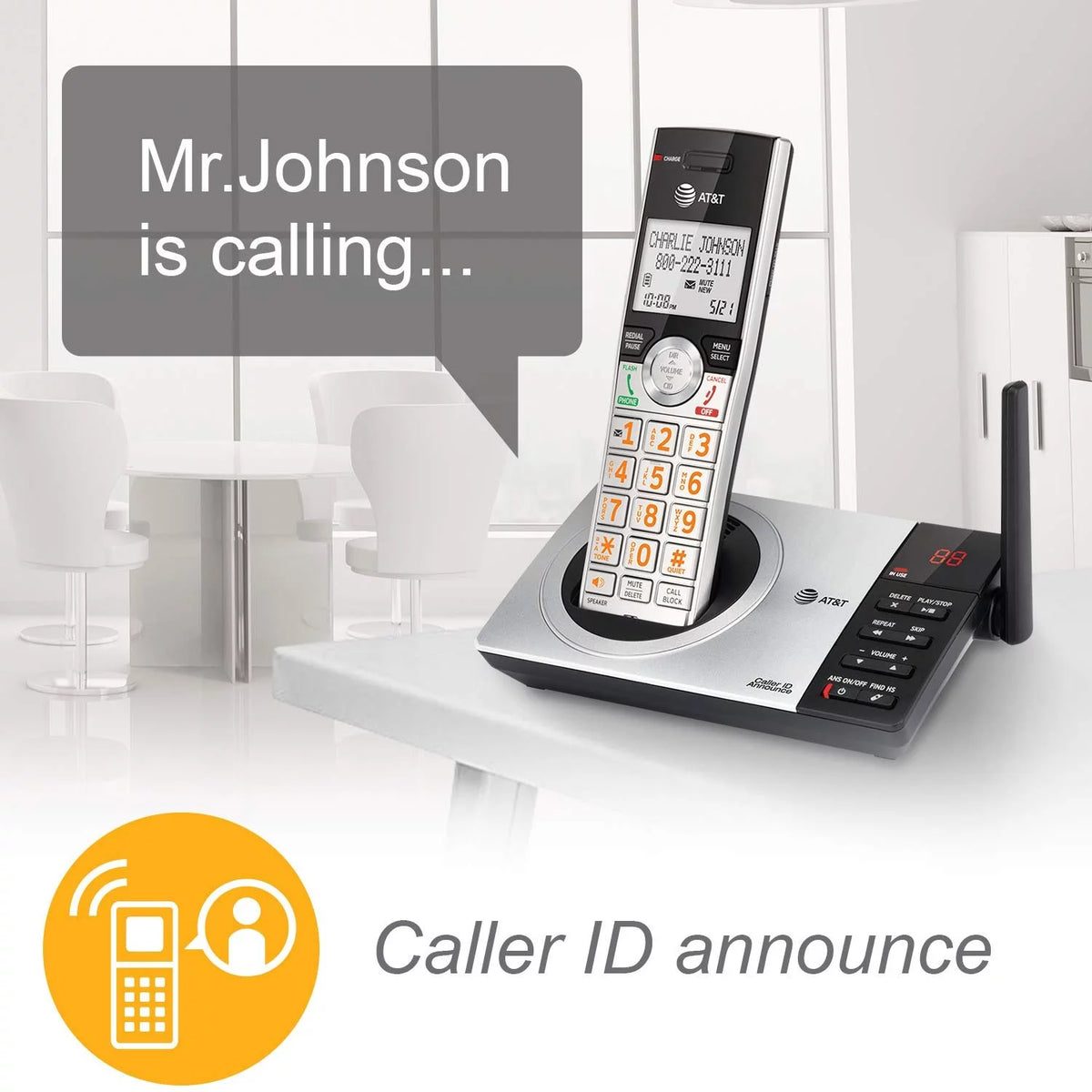 Silver/Black Cordless Phone with 4 Handsets I815