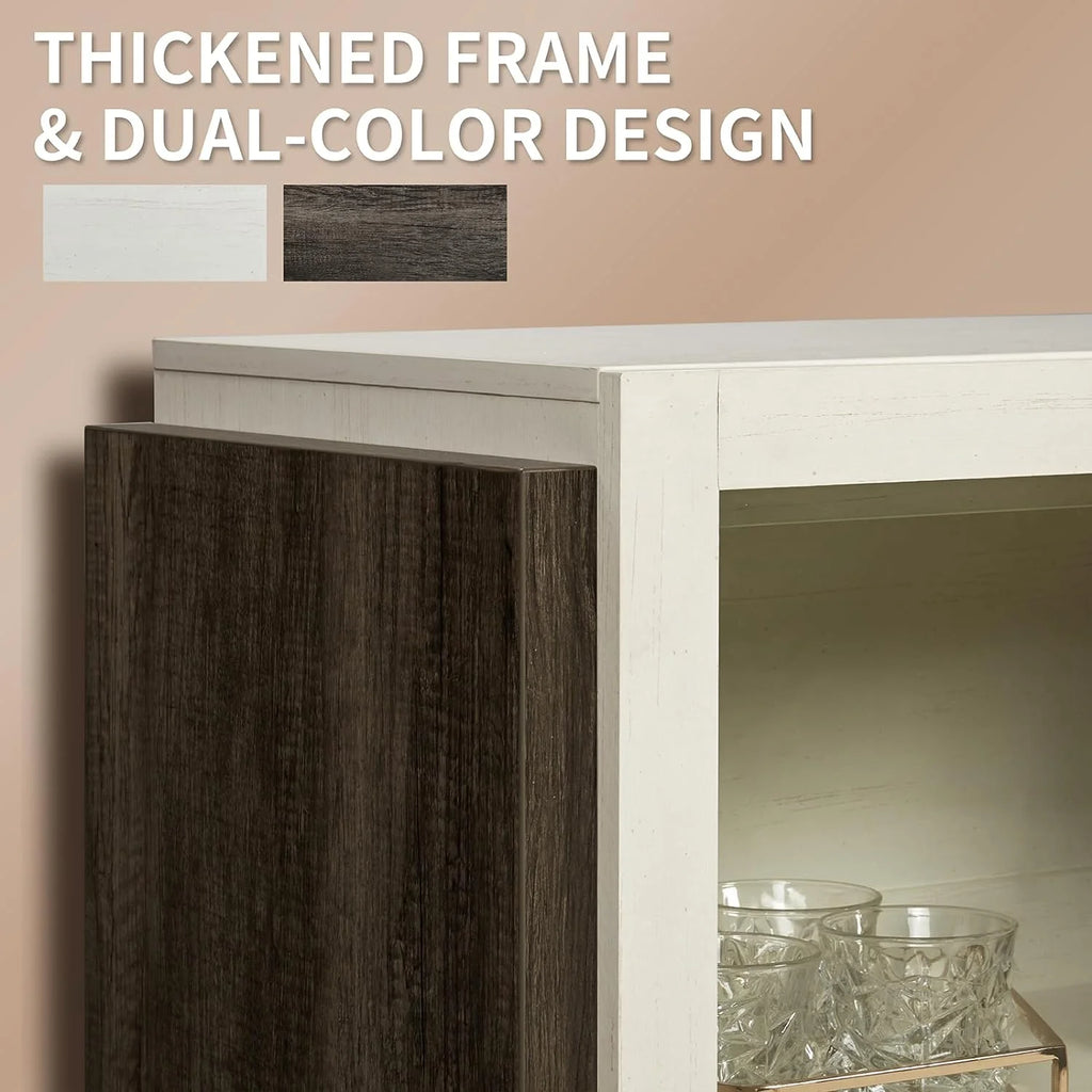 White Wood Sideboard Buffet Cabinet with Storage D780614