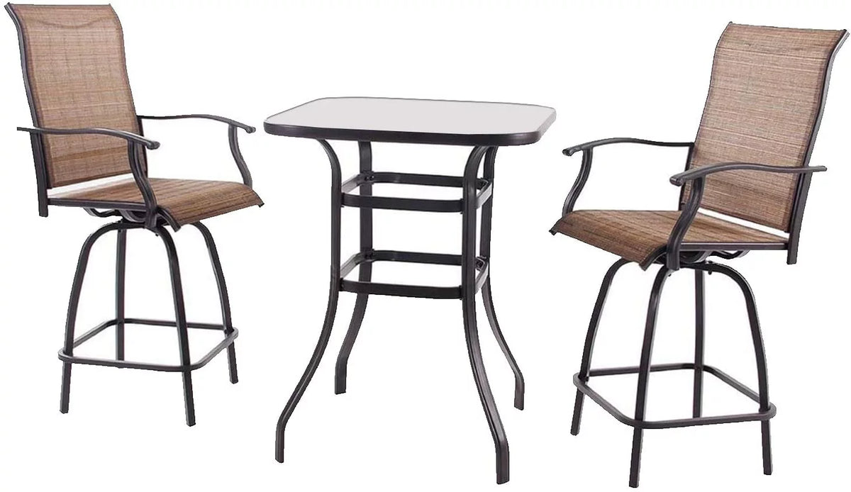 3 Piece Swivel Stools Set with Dining Chairs and Cafe Table S649456