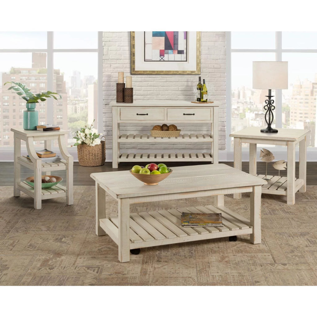 Antique White Solid Wood Chairside Table with Power Q991421