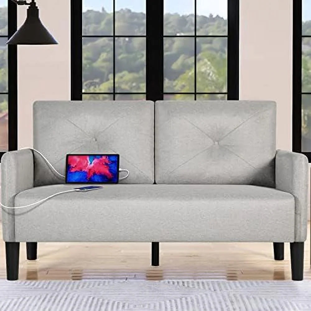 Modern Fabric Loveseat Sofa with 2 USB Charging Ports P2268