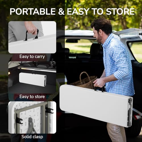White 6ft Folding Plastic Bench Y65866