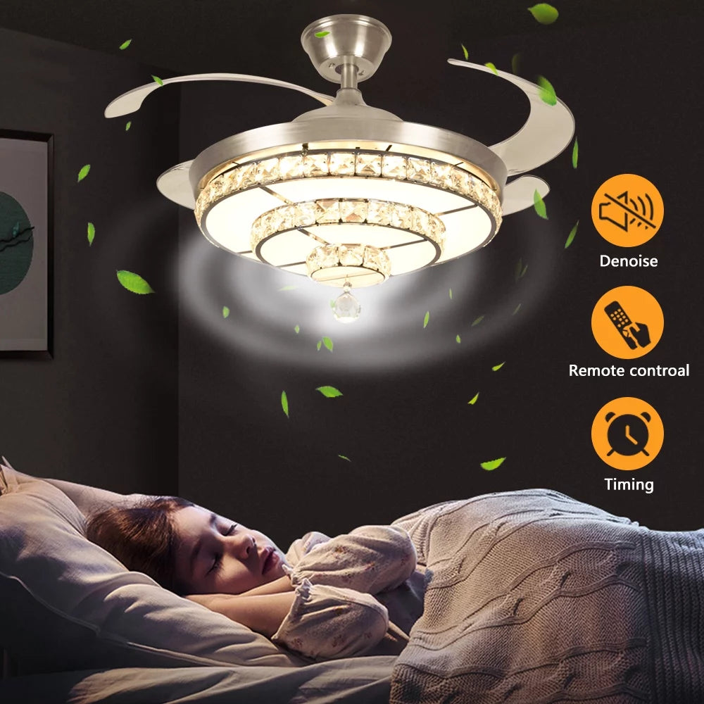 Crystal Ceiling Fan with Light and Remote, 3-Blade K966647