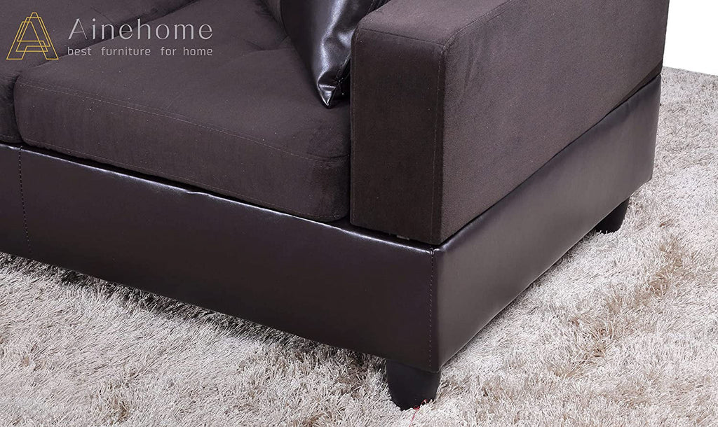 3 PCS L-Shaped Sectional Sofa Set with Storage Ottoman and Pillows Q804478