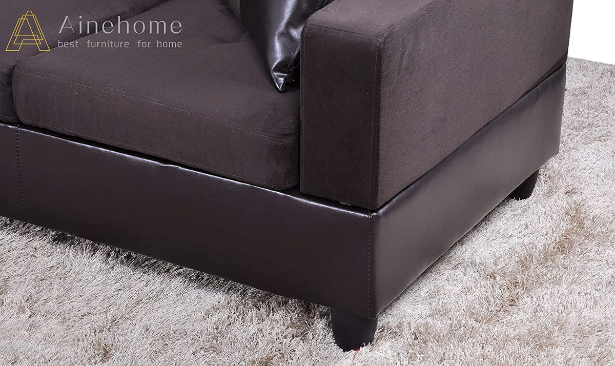 3 PCS L-Shaped Sectional Sofa Set with Storage Ottoman and Pillows Q804478
