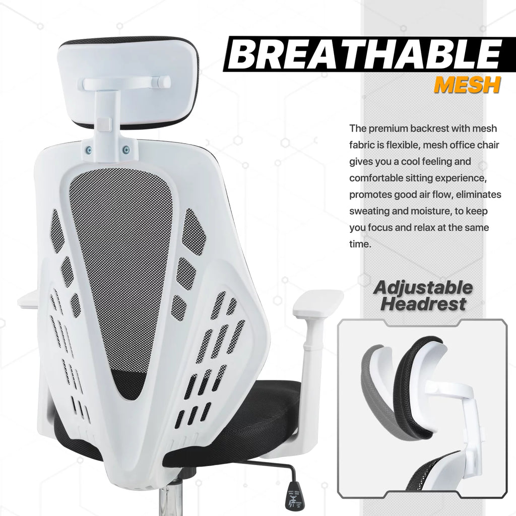Black Mesh High Back Task Chair with Headrest A102