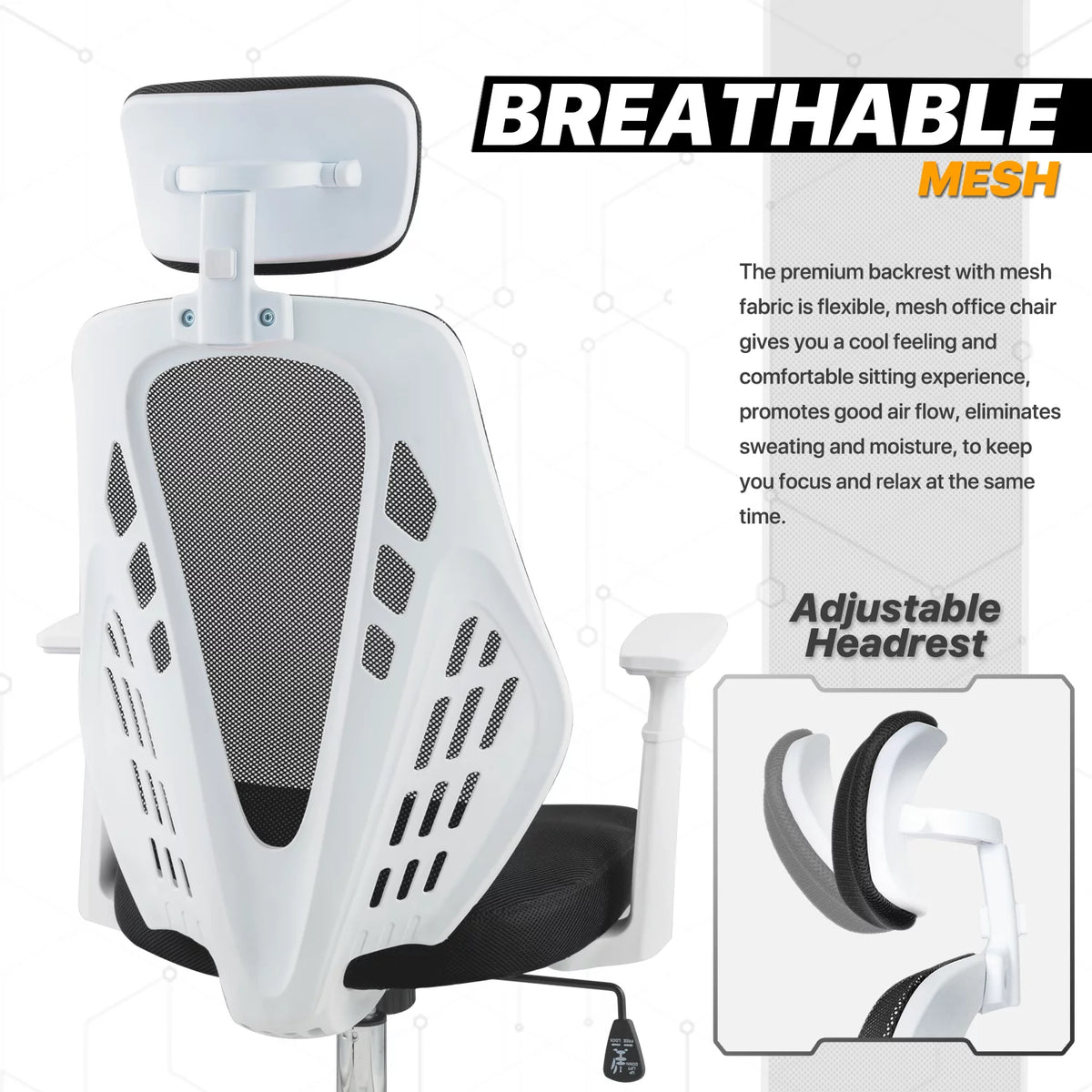 Black Mesh High Back Task Chair with Headrest A102