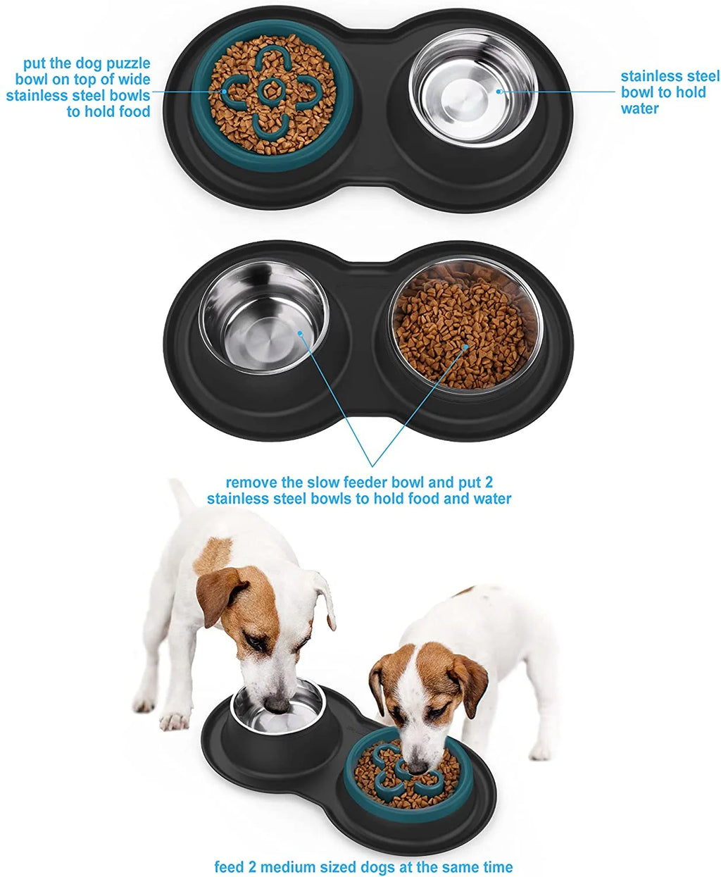 27oz Stainless Steel Slow Feeder Dog Bowl R5601