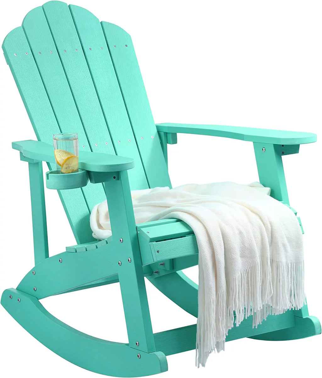 Oversized Plastic Rocking Chair with Cup Holder I82007