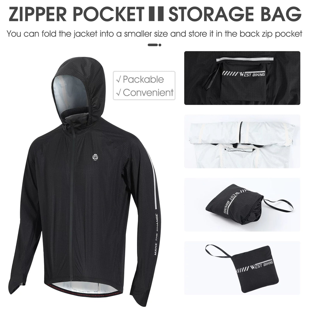 Black Windproof Cycling Jacket S24383