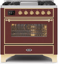 Burgundy Dual Fuel Natural Gas Range with Brass Trim G589