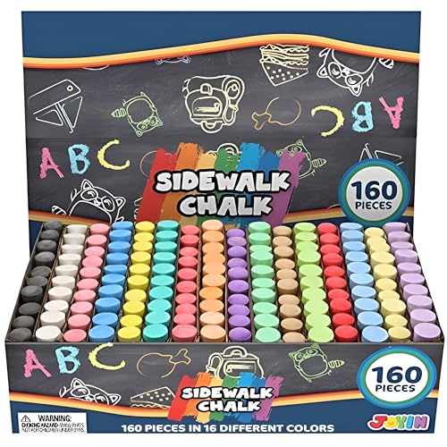 160 Pcs Non-Toxic Washable Jumbo Sidewalk Chalk Set X61865
