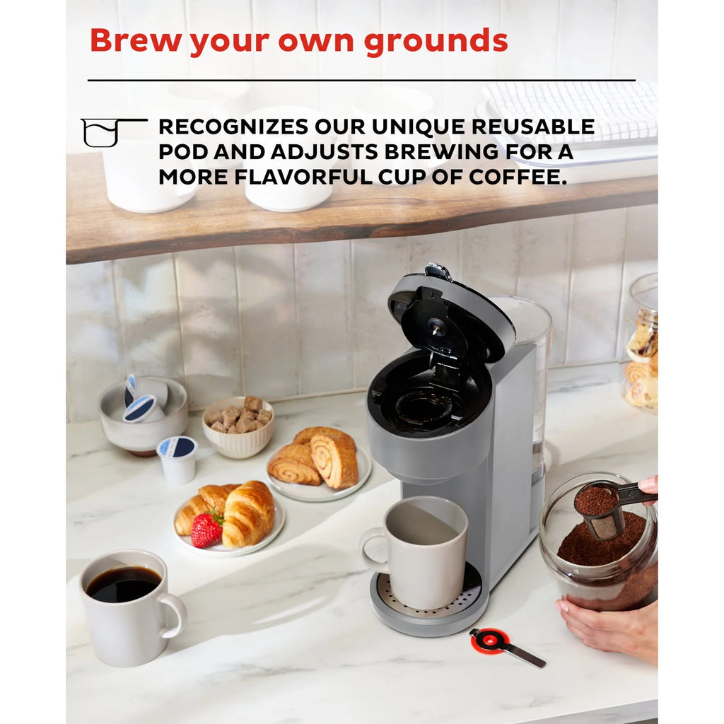 2-in-1 Single Serve Coffee Maker with 3 Brew Sizes, Maroon Red Z6278