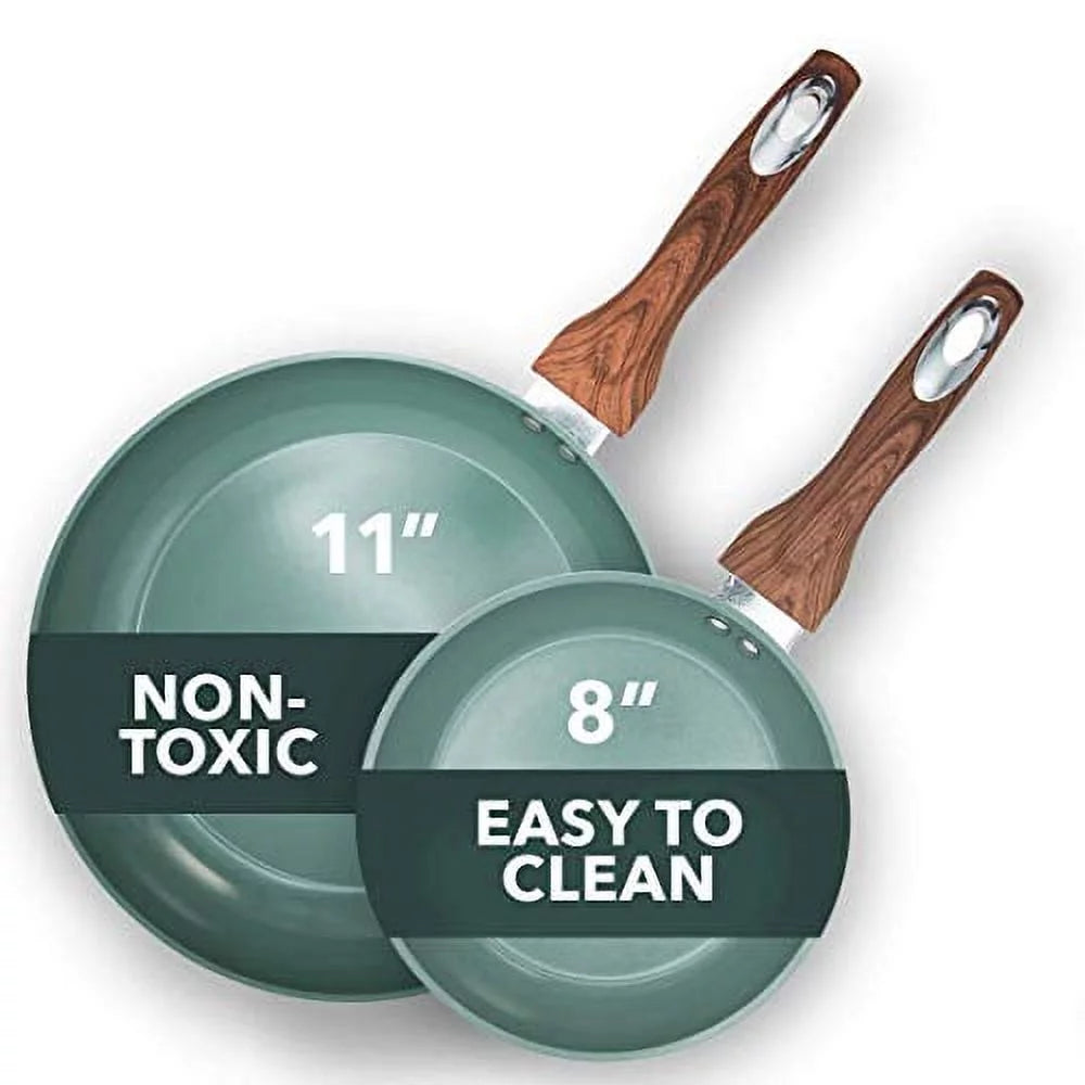 8 inch & 11 inch Aluminum Frypan with Wood Handle Y3388