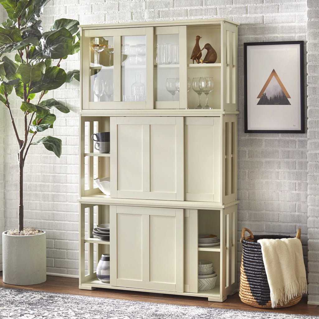 Antique White Stackable Storage Cabinet S287