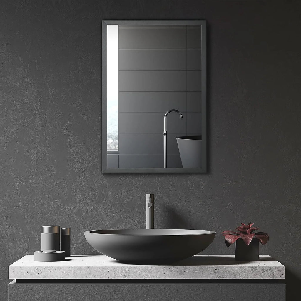 Black Stainless Steel Wall-Mounted Medicine Cabinet with Mirror T477777