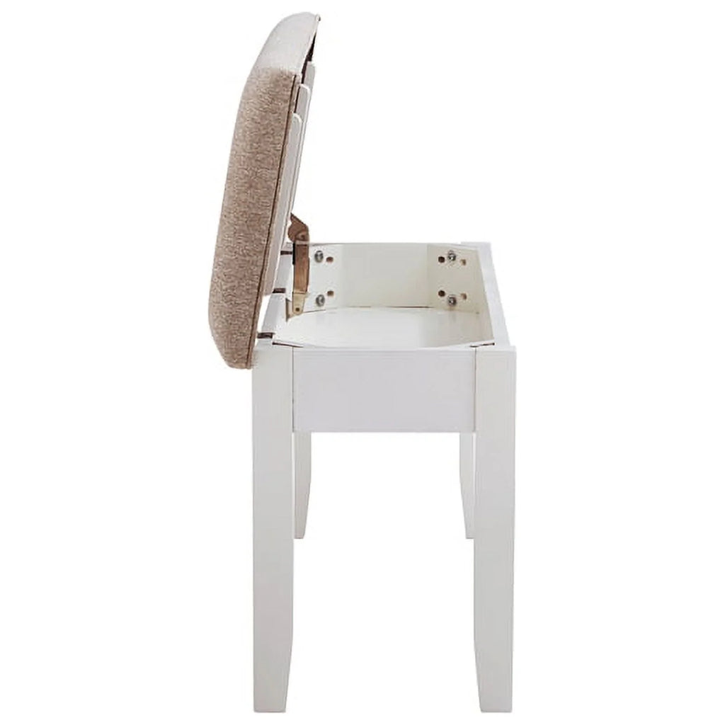 Vanilla White Wood Storage Bench P794