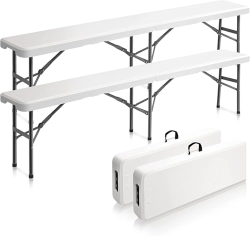 White 6ft Folding Plastic Bench Y65866