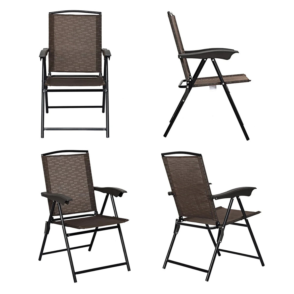Set of 4 Folding Sling Chairs Steel Armrest J96810