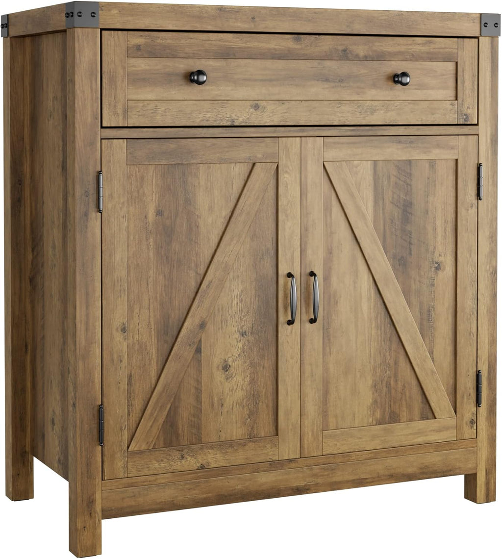 Gray Wood Storage Cabinet with Drawer and Shelf P618043