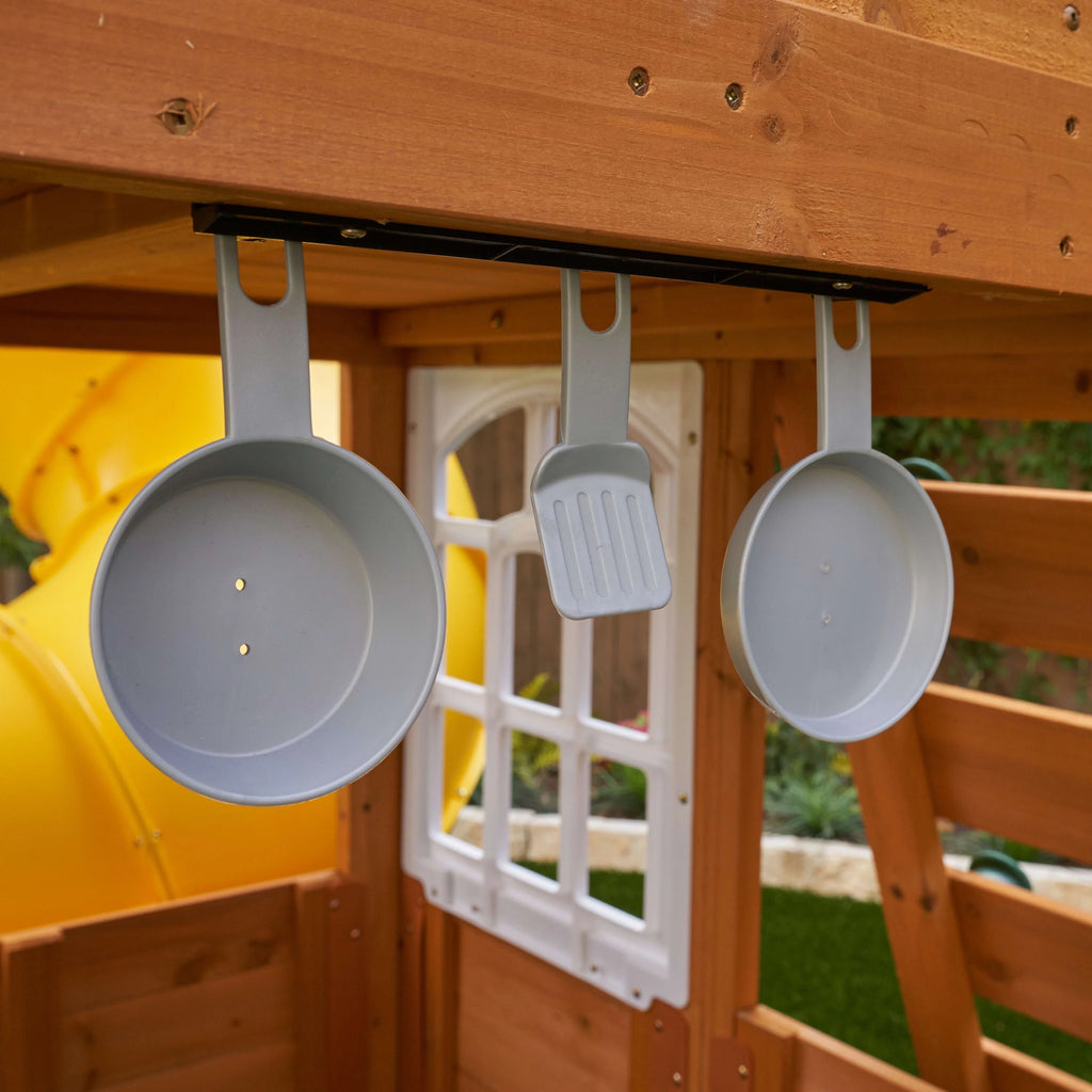 Wooden Swing Set with Slide and Play Kitchen V87360