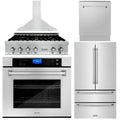 5-Piece Stainless Steel Appliance Package with Gas Rangetop, Range Hood, Refrigerator, Dishwasher and Wall Oven X48066