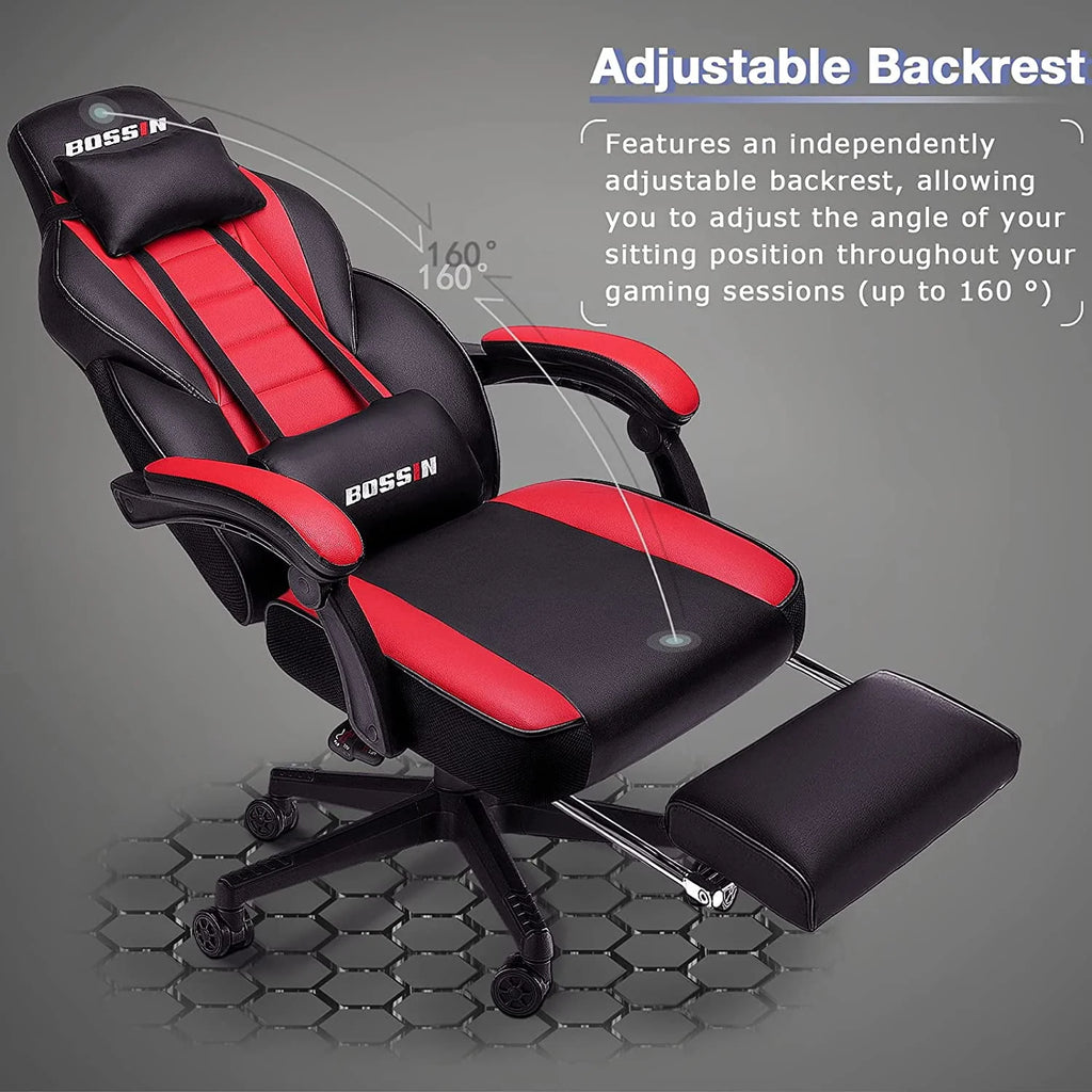 Gaming Chair with Footrest and Massage P43346
