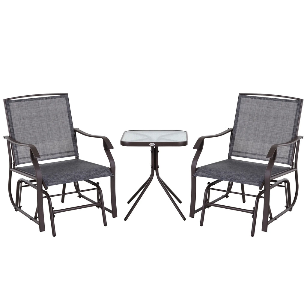 3 Pc Sling Fabric Rocking Glider Chair with Table Set M6546