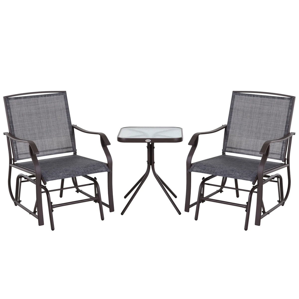 3 Pc Sling Fabric Rocking Glider Chair with Table Set M6546