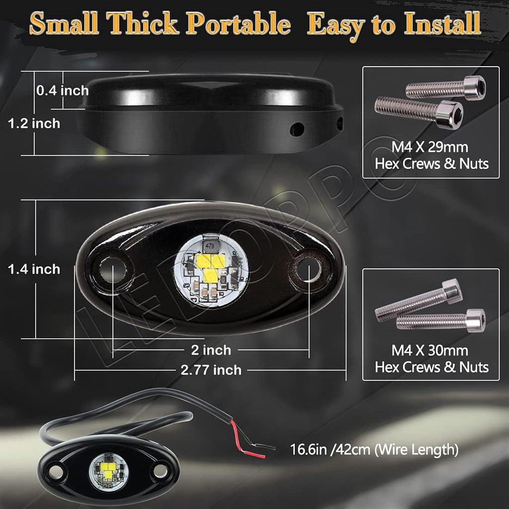 White 12PCS Waterproof LED Rock Lights N9550